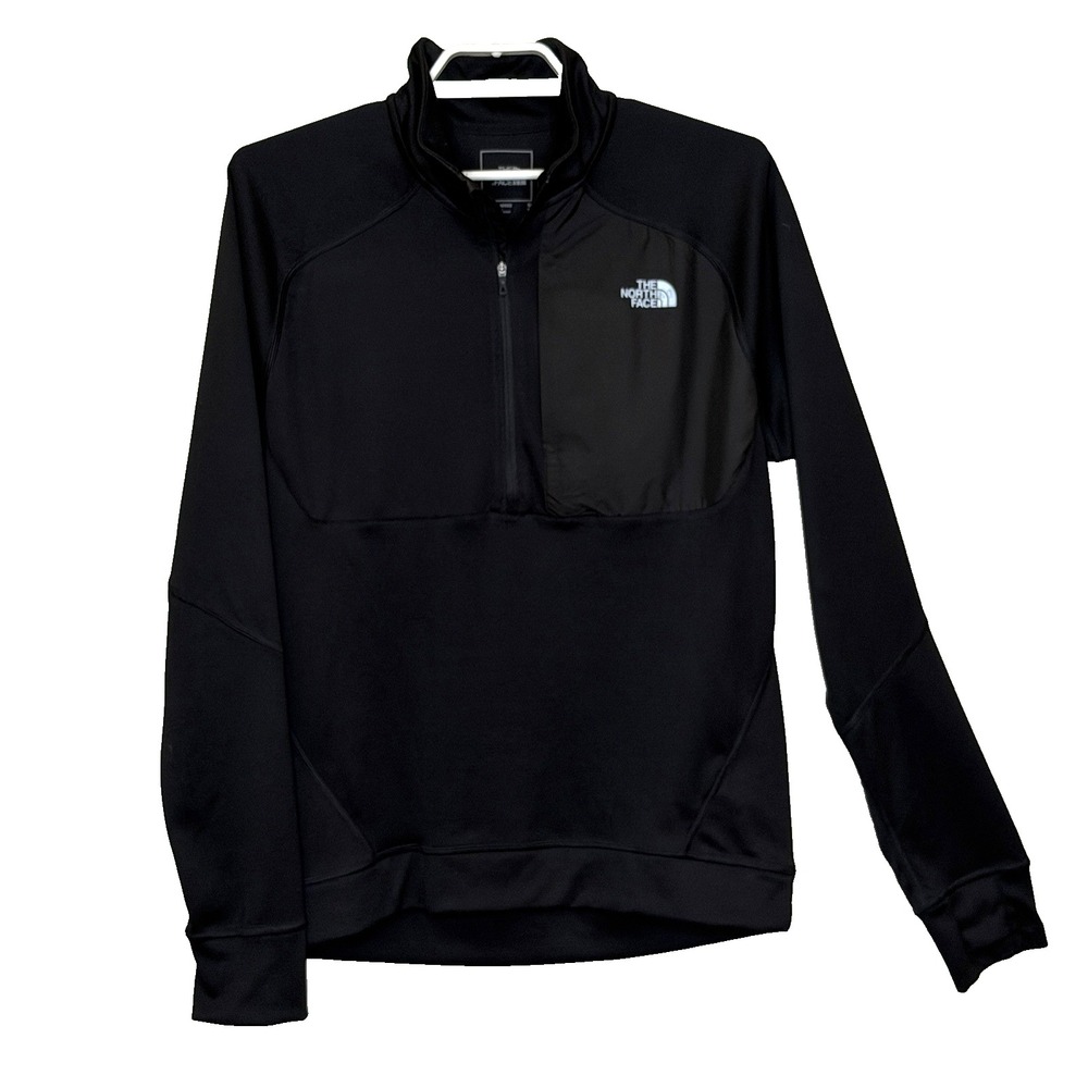 The North Face Essential 1/4 Zip Shirt Mens Medium Black Lightweight Thumb Holes